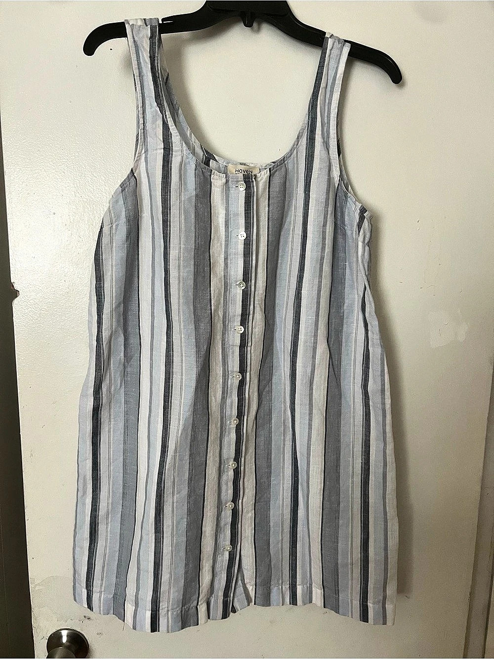 Haven Striped Linen Cotton Tank Top Size Medium NWT